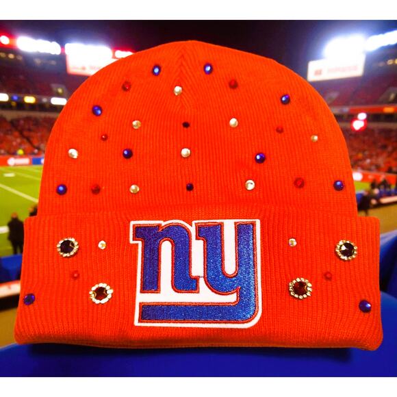 New York Giants Red Beanie design with Logo Red, White , Blue Rhinestones - Picture 2 of 5